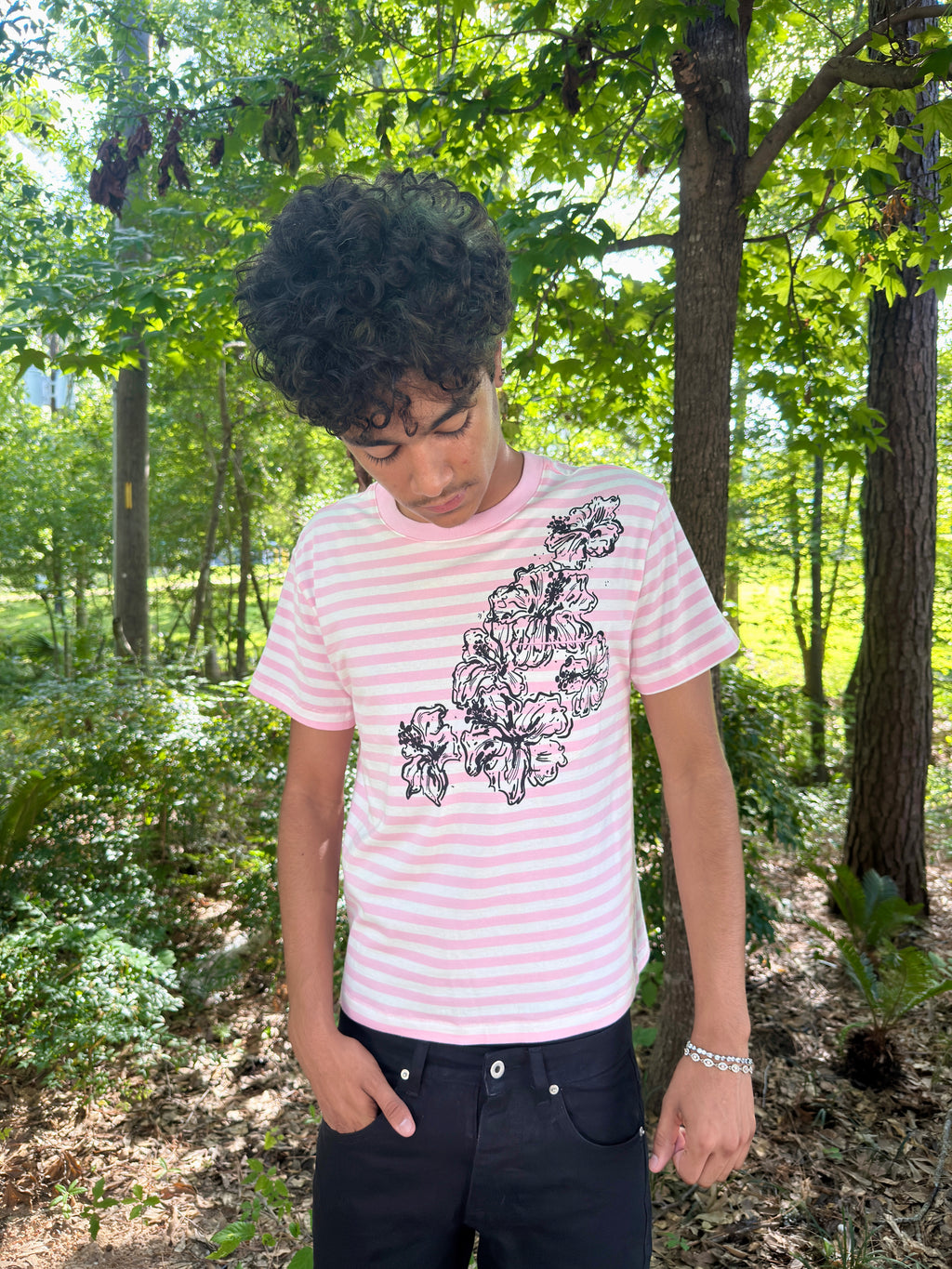 Pink Striped Mag Tee