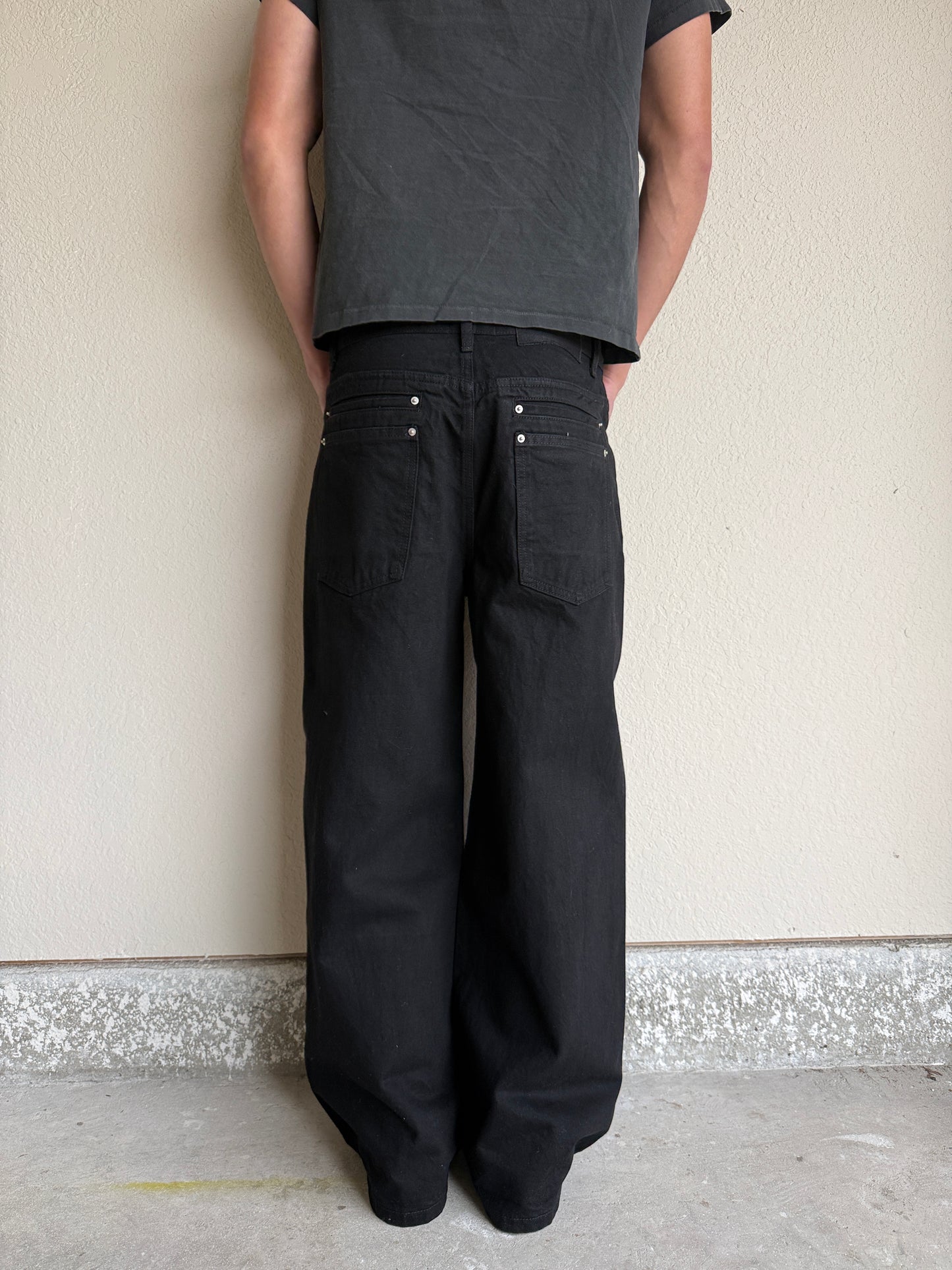 Jet Black Baggy Selvedge Denim