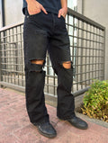 Washed Black Ripped Selvedge Bootcuts