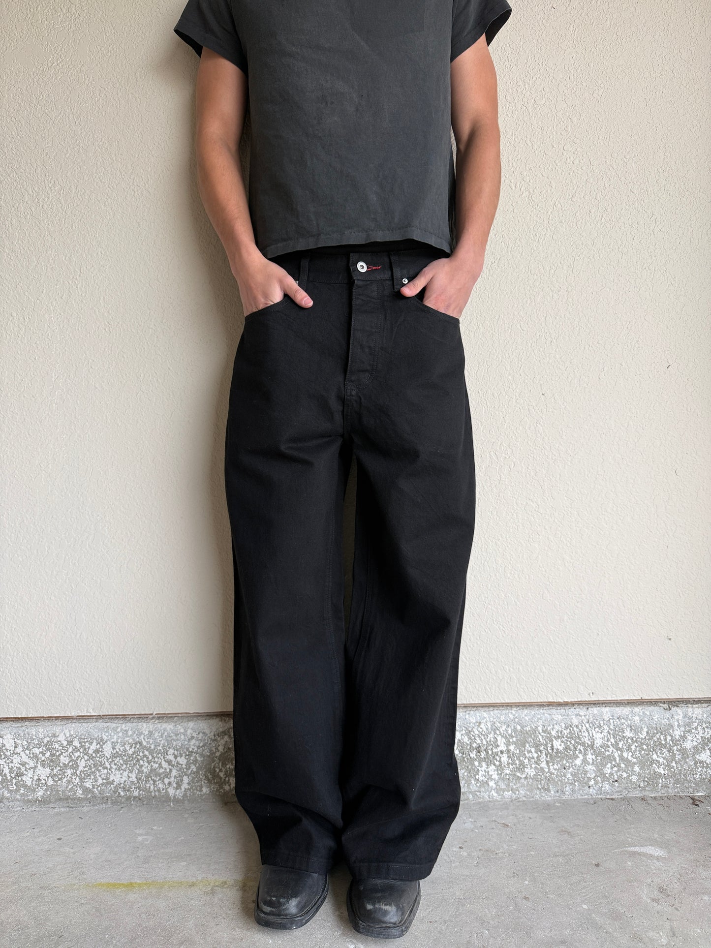 Jet Black Baggy Selvedge Denim