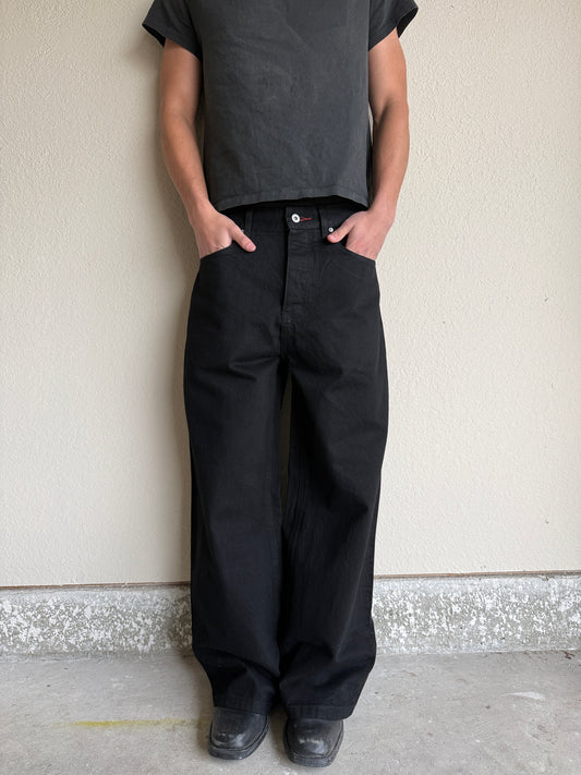 Jet Black Baggy Selvedge Denim