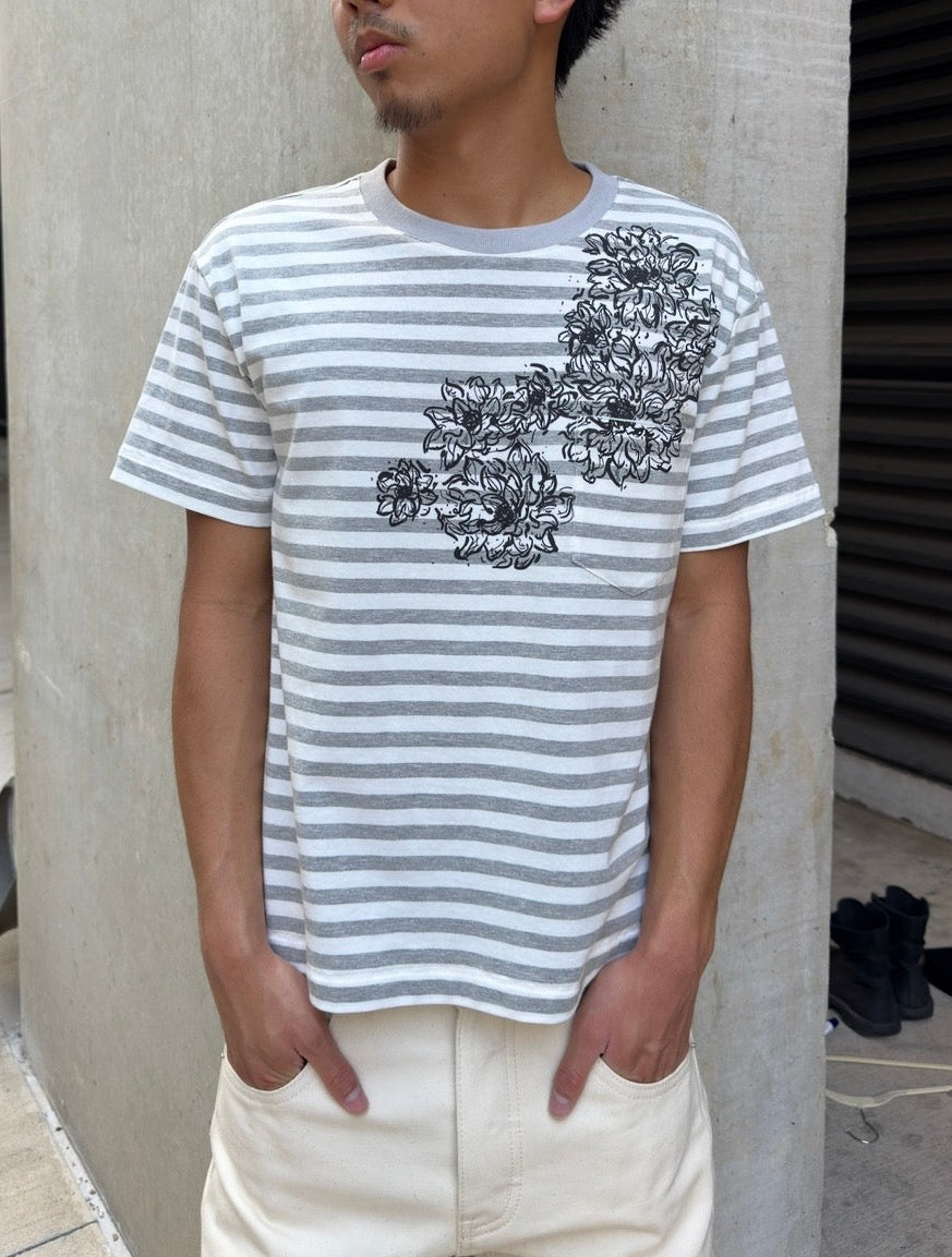 Grey Striped Lotus Tee