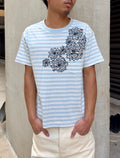 Light Blue Striped Lotus Tee