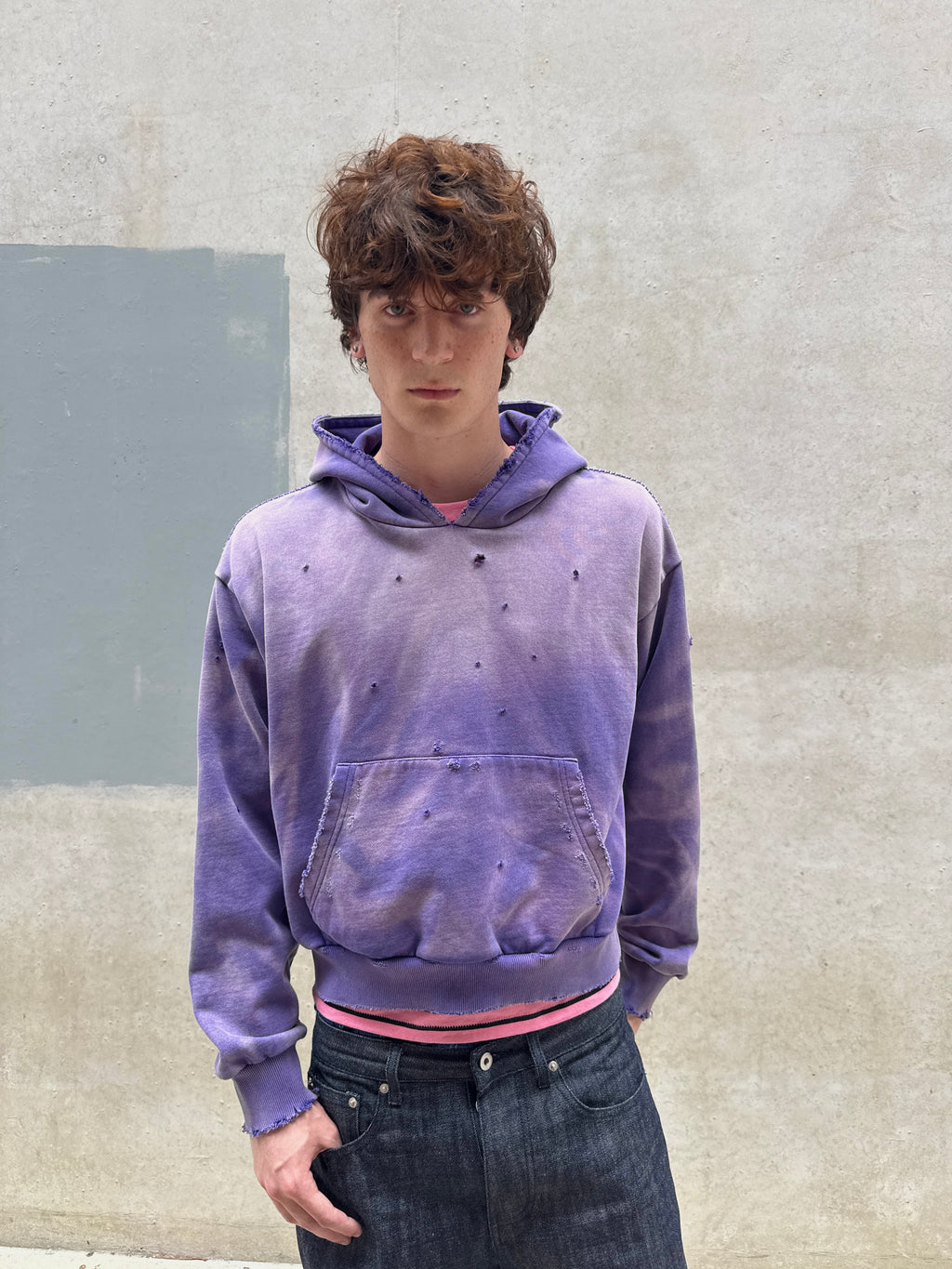 Distressed Purple Sunfaded Hoodie
